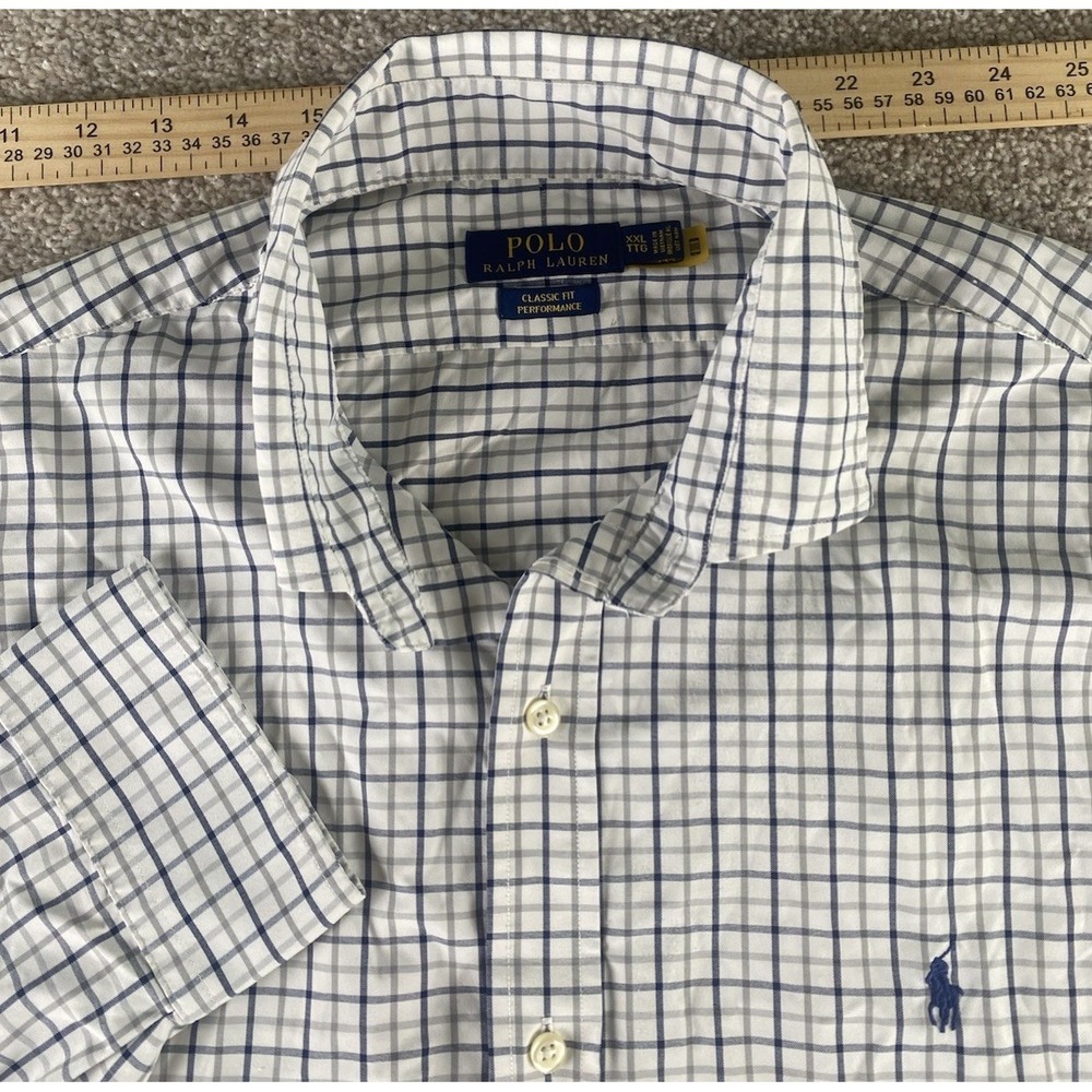 Polo Ralph Lauren Classic Performance Button Down Men XXL Blue/White Plaid Pony